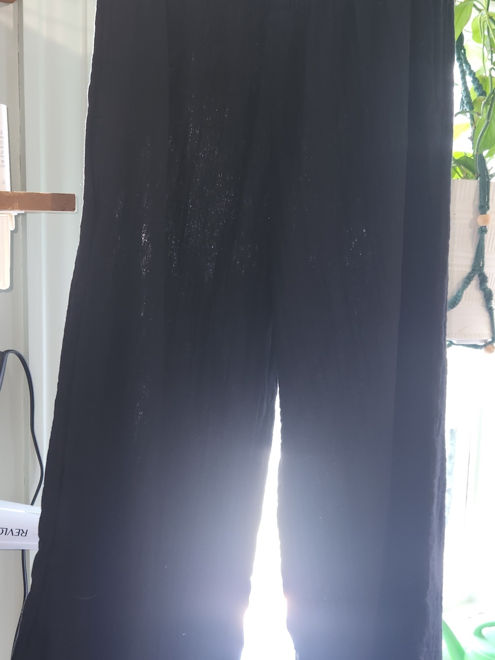 Old Navy Black Wide-Leg Linen Women's Pants - Picture 2 of 3